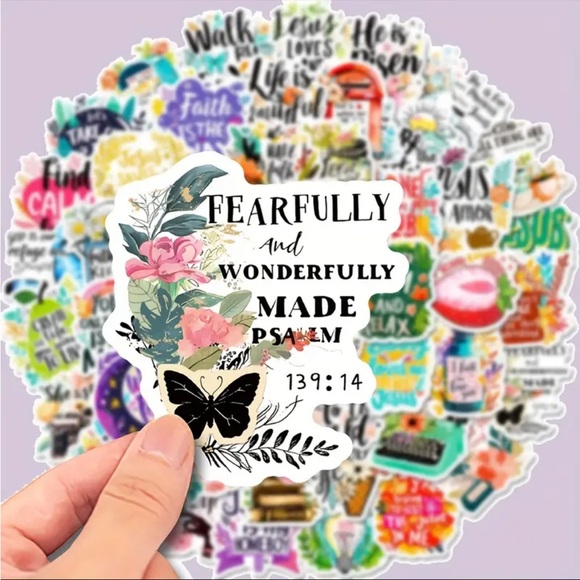 Other - Set of 50 Floral and Butterfly Inspirational Bible Quote Stickers